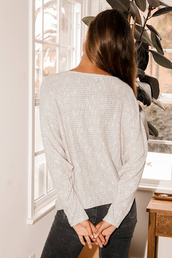 Perfect Mix Heather Beige Dolman Sleeve Sweater Top