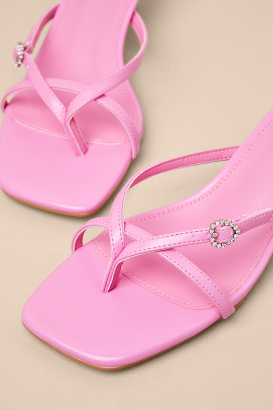 Noreen Bubblegum Pink Thong Kitten Heel Sandals