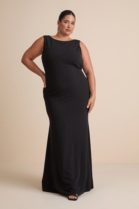 Love In Your Eyes Black Knotted Mermaid Maxi Dress