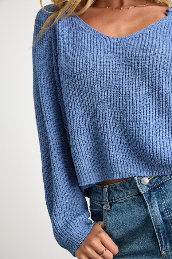 Deela Blue V-Neck Pullover Sweater