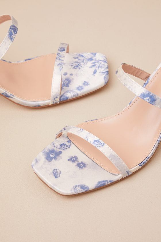 Tresa Baby Blue Floral Strappy High Heel Sandals