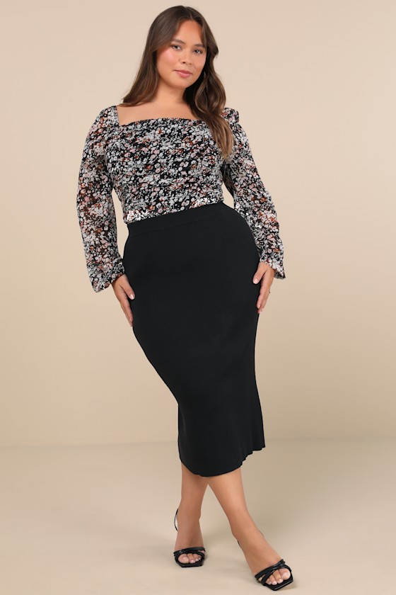 Mood Setter Black Floral Print Ruched Long Sleeve Top