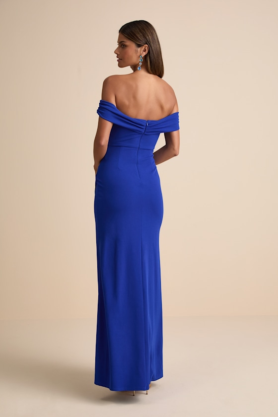 High-Class Presence Royal Blue Off-the-Shoulder Maxi Dress
