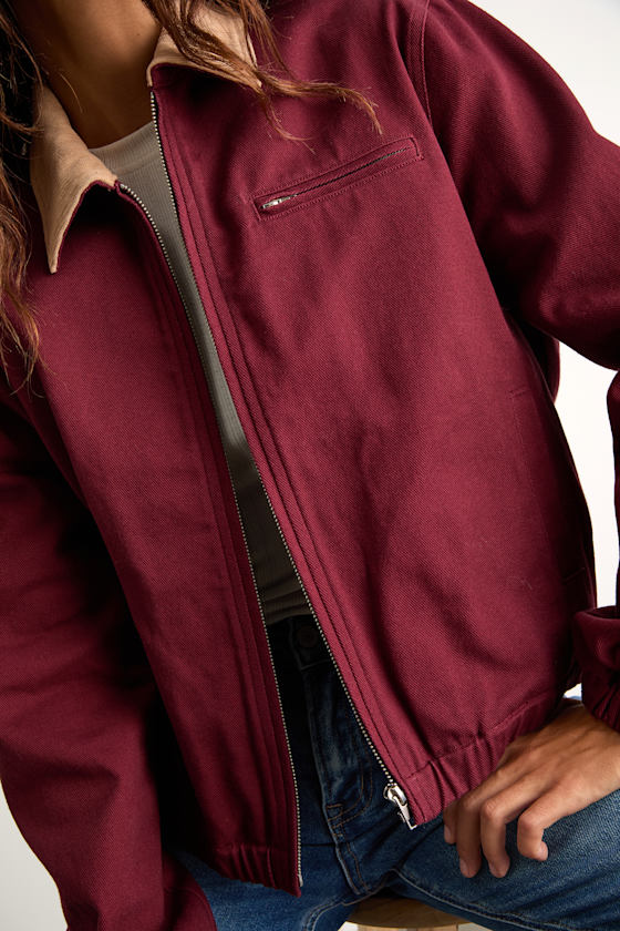 Haimi Burgundy Cotton Barn Jacket