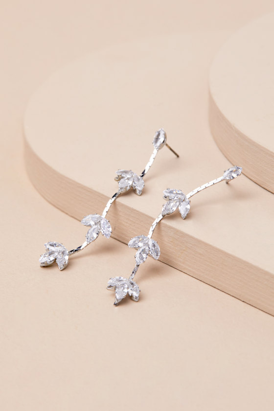 Ksena Silver Rhinestone Drop Earrings