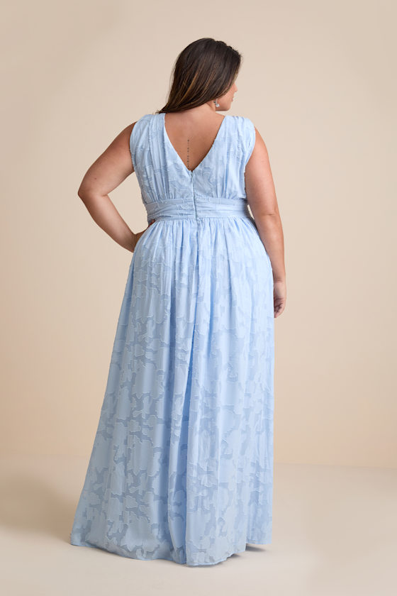 Sweet Sophistication Light Blue Burnout Floral Maxi Dress