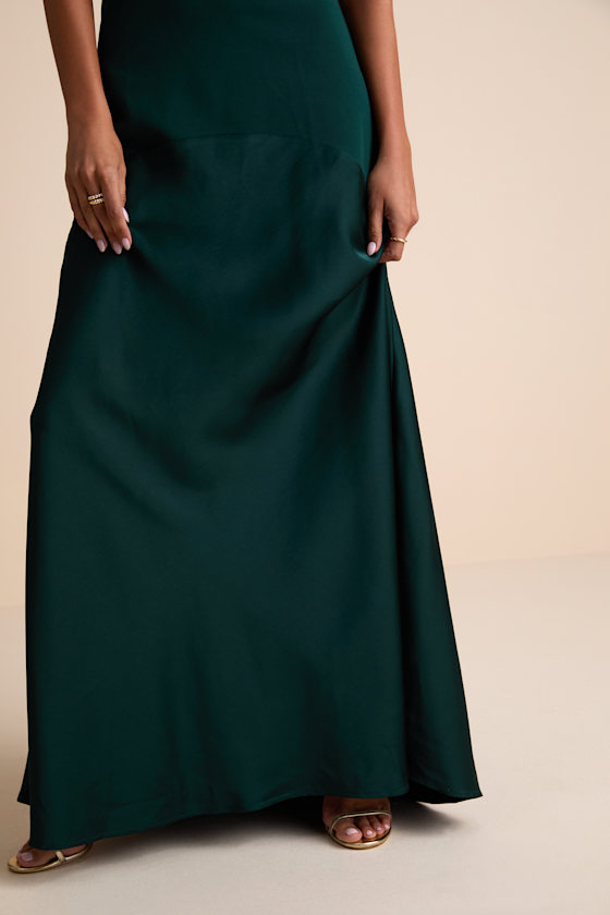 Compelling Style Emerald Strapless A-Line Maxi Dress