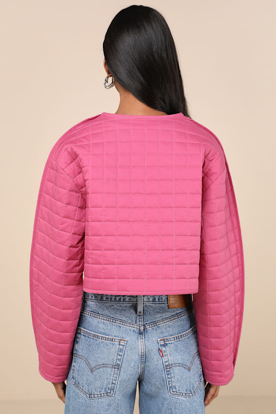 Denny Hot Pink Quilted Cropped Jacket
