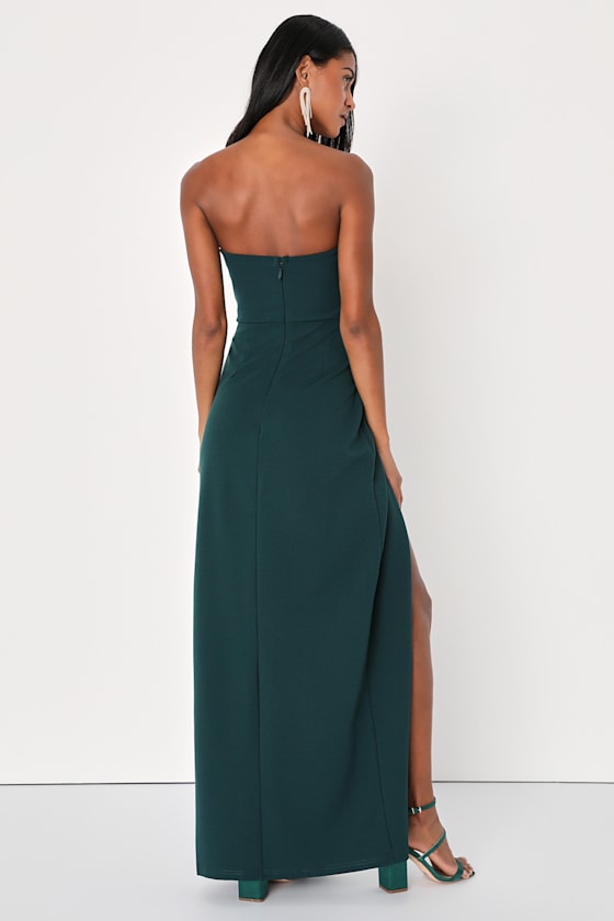 Foxy Emerald Green Strapless Maxi Dress