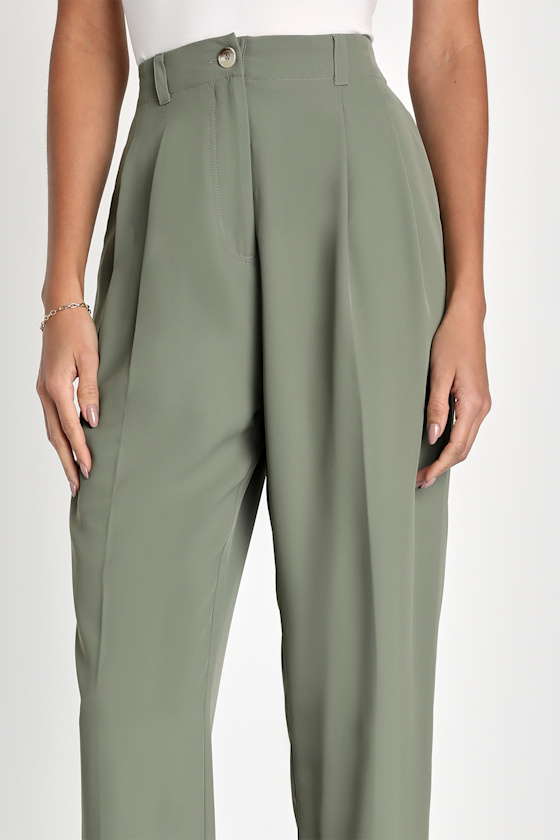 Sophisticated Company Sage Green Straight Leg Trouser Pants