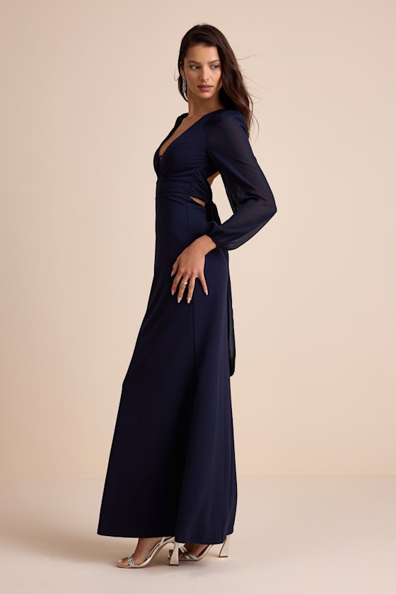 Cherise Midnight Blue Tie-Back Maxi Dress