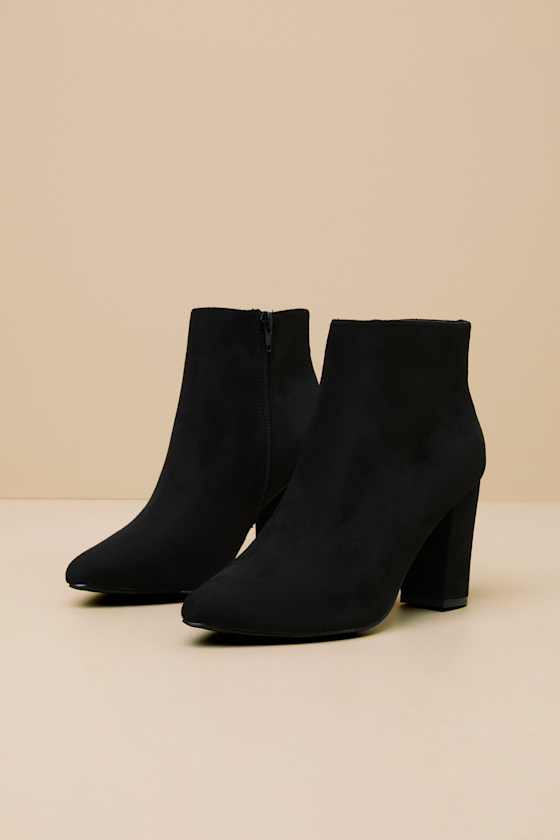 Ottava Black Suede High Heel Booties