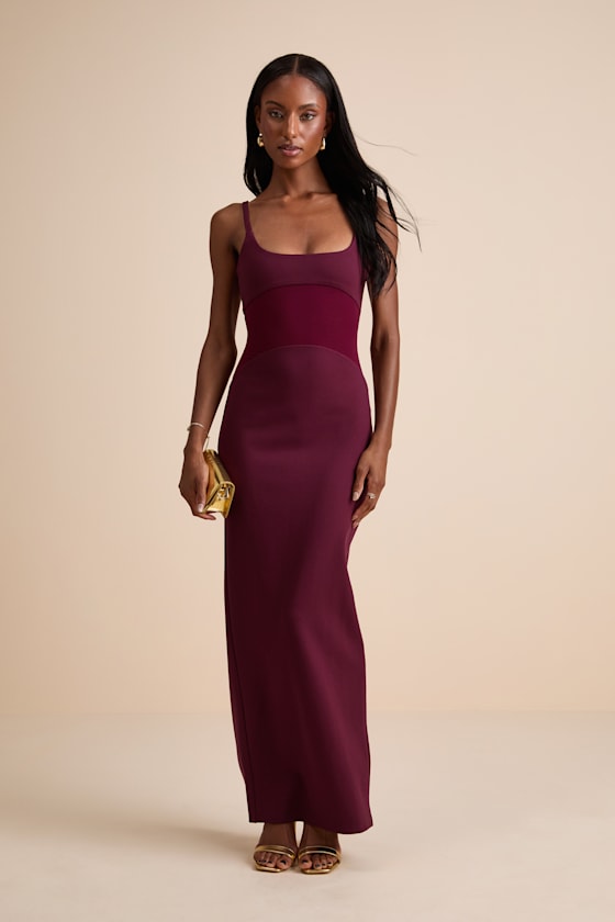 Lasandra Plum Sleeveless Column Maxi Dress