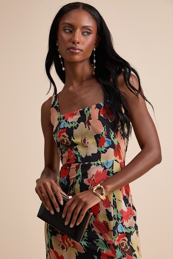 Miya Black Multi Floral Sleeveless Maxi Dress