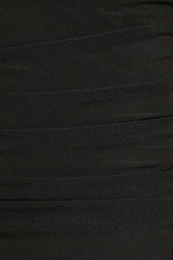 Perfect Sensation Black Mesh Ruched Puff Sleeve Mini Dress