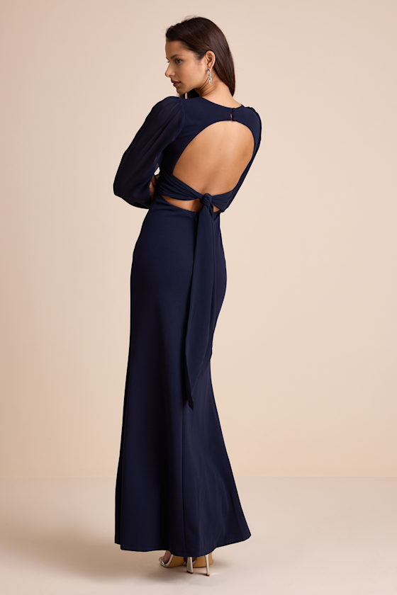 Cherise Midnight Blue Tie-Back Maxi Dress