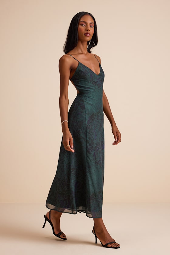 Mattison Emerald Snake Print Tie-Back Maxi Dress