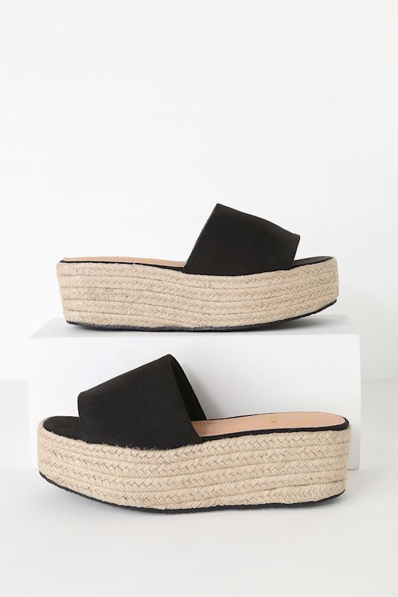 O'Ahu 2 Black Suede Espadrille Platforms