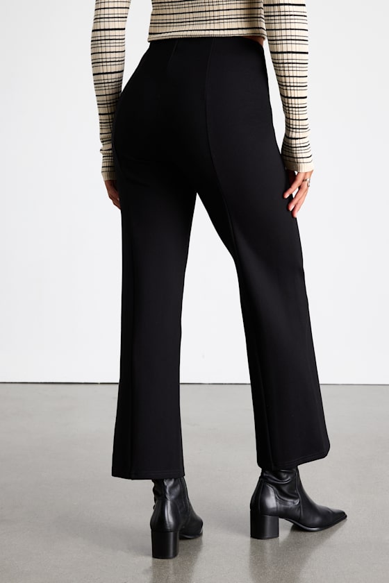 Quinn Black Ponte Mid-Rise Straight Leg Cropped Pants