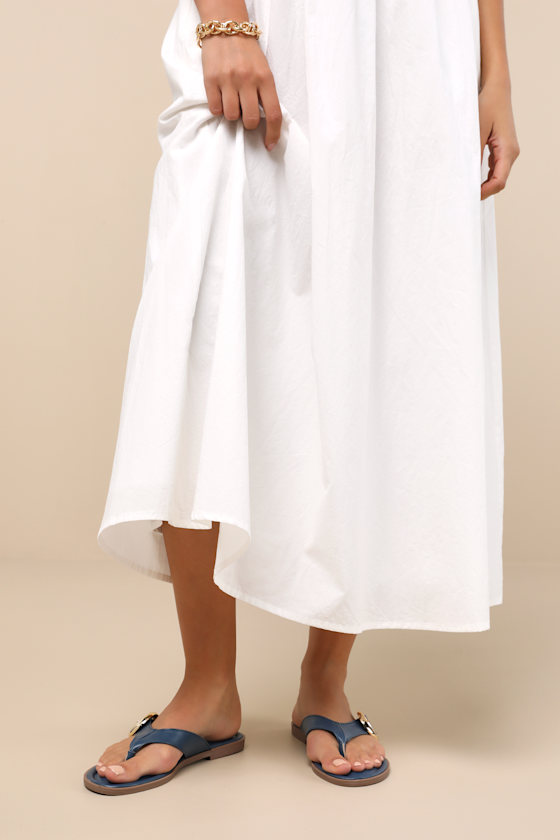 Zelma Navy Buckle Thong Sandals