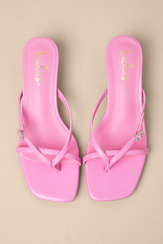 Noreen Bubblegum Pink Thong Kitten Heel Sandals