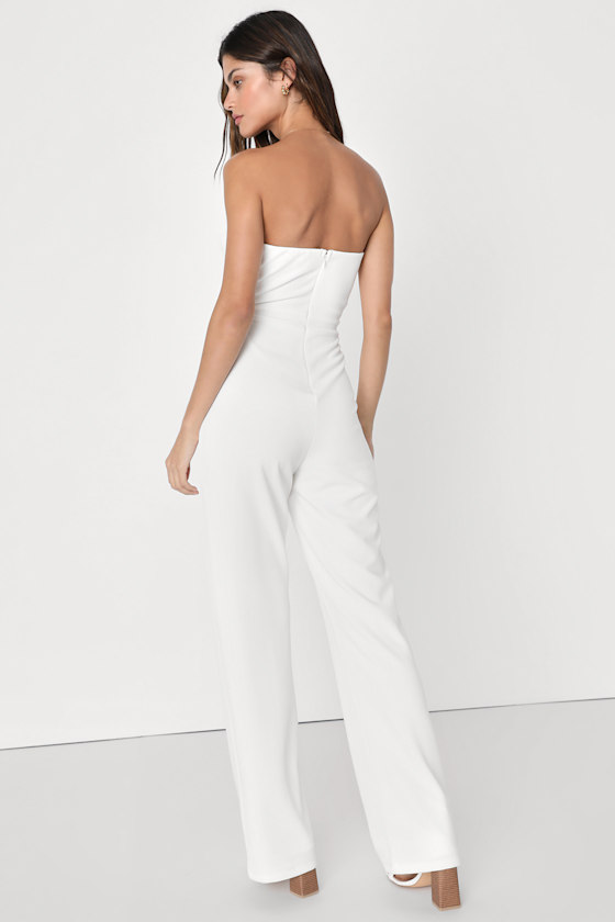 Surely Stunning Ivory Strapless Bustier Jumpsuit