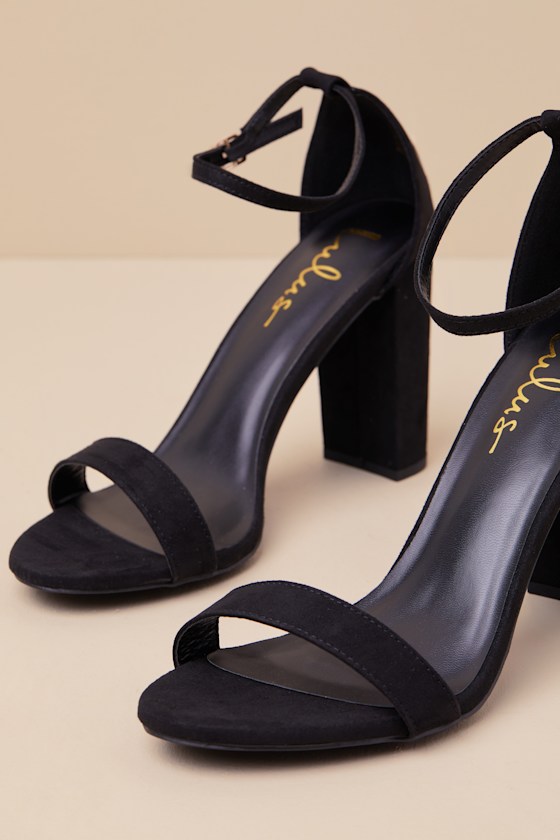 Taylor Black Suede Ankle Strap Heels