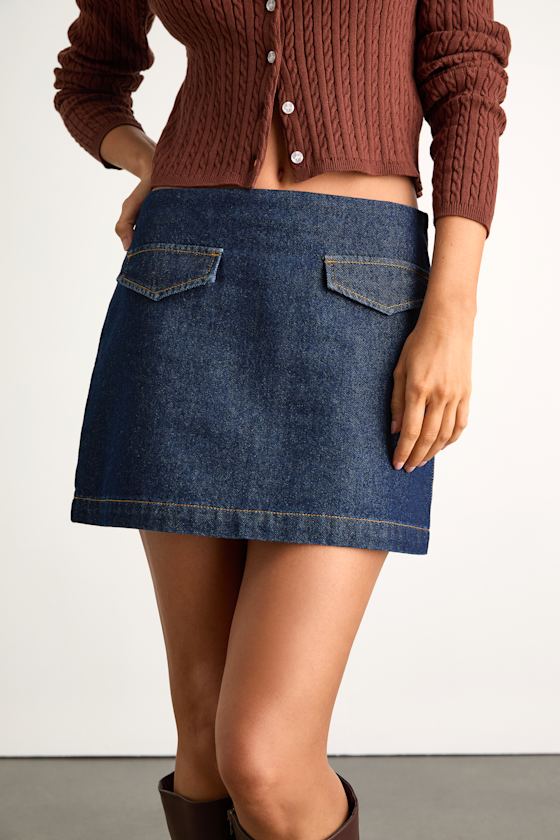 Kadia Dark Wash Denim Mid-Rise Mini Skirt