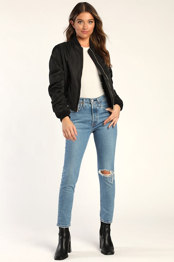 Style Expedition Black Quilted Bomber Jacket