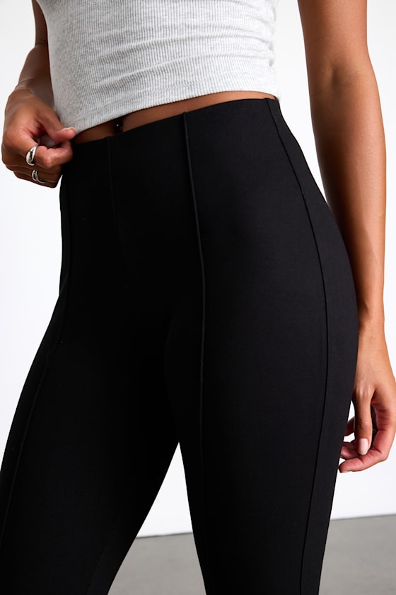 Quinn Black Ponte Mid-Rise Slim Leg Pants