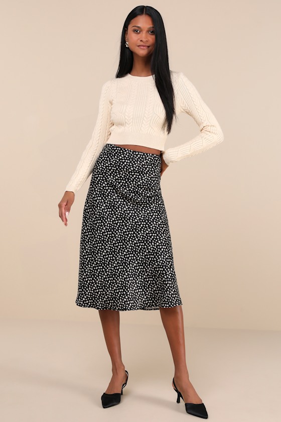 Cuddly Contentment Cream Cable Knit Cropped Sweater