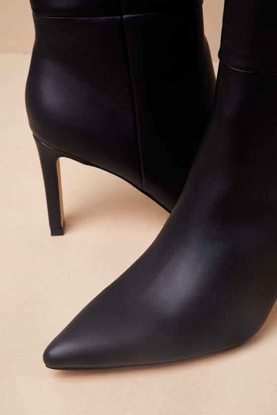 Elander Black Pointed-Toe Over-the-Knee Boots