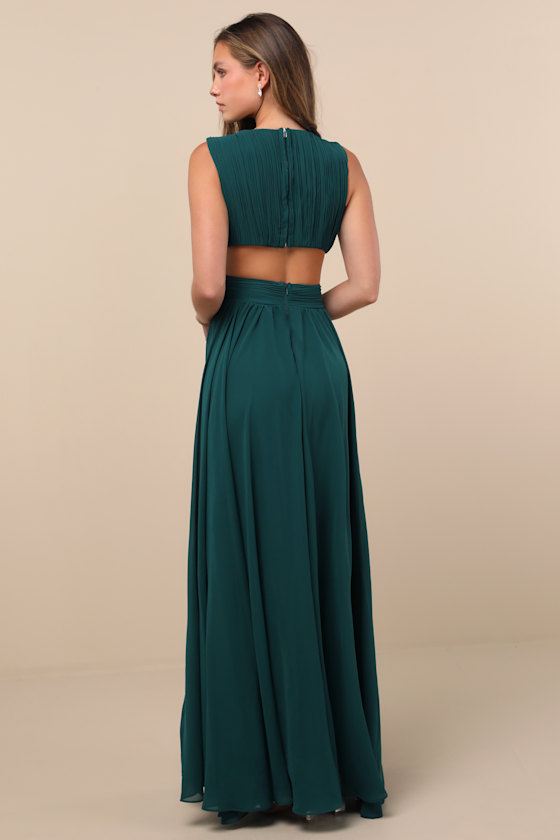 Vivid Imagination Emerald Green Cutout Maxi Dress