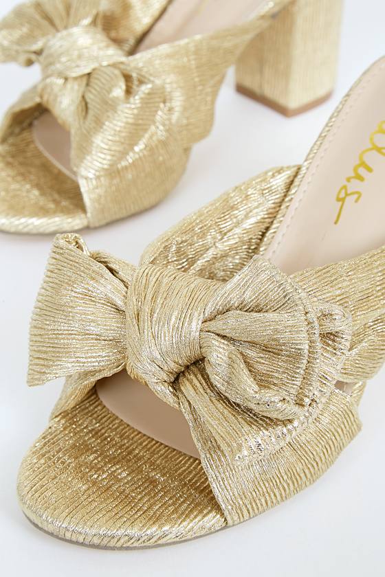 Dorothea Gold Knotted High Heel Sandals