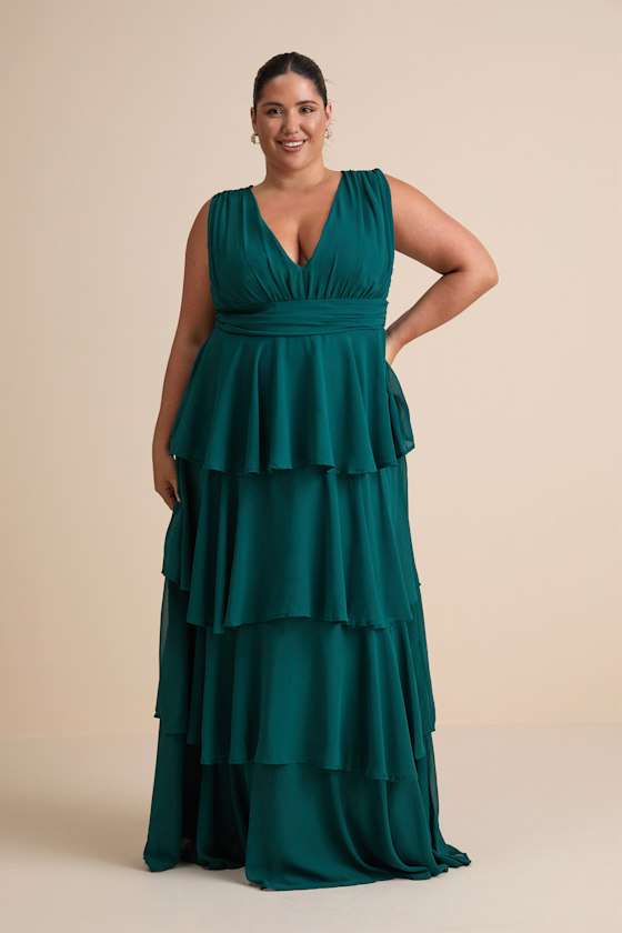 Amazing Evening Hunter Green Tiered Maxi Dress