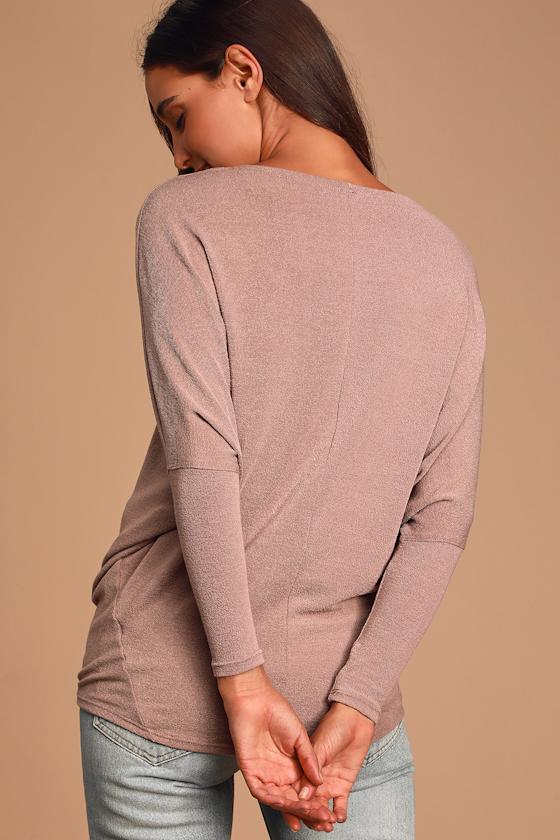 Verla Rusty Rose Dolman Sleeve Sweater Top