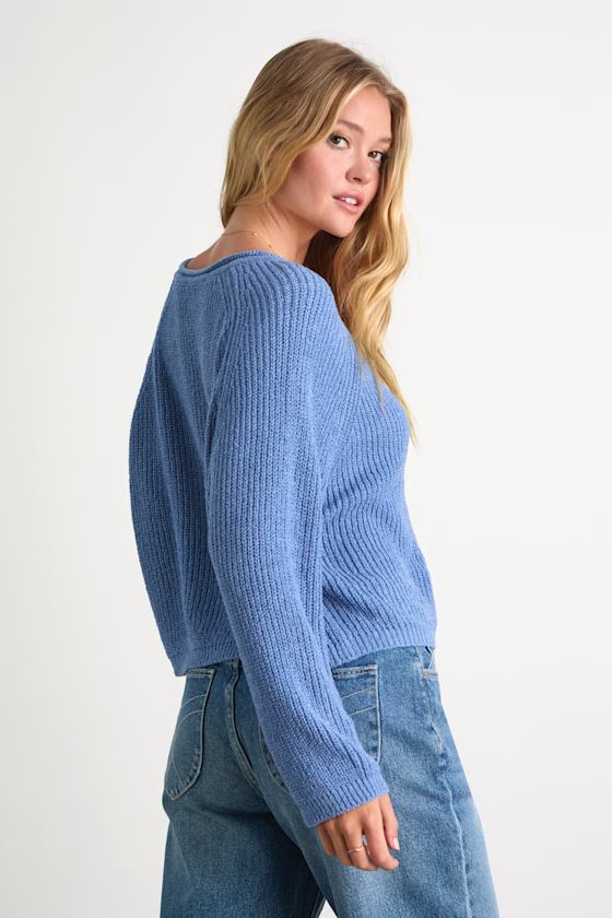 Deela Blue V-Neck Pullover Sweater