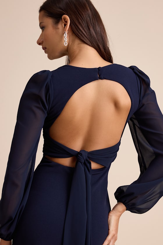 Cherise Midnight Blue Tie-Back Maxi Dress
