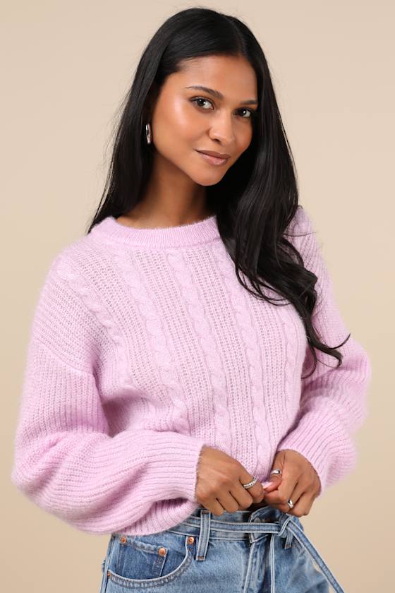 Unmatched Brilliance Lilac Cable Knit Sweater