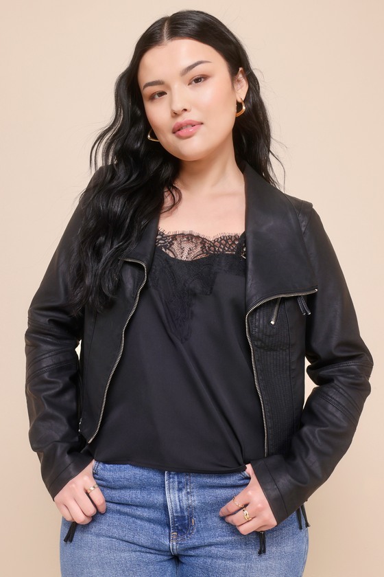 Up on a Tuesday Black Vegan Leather Jacket