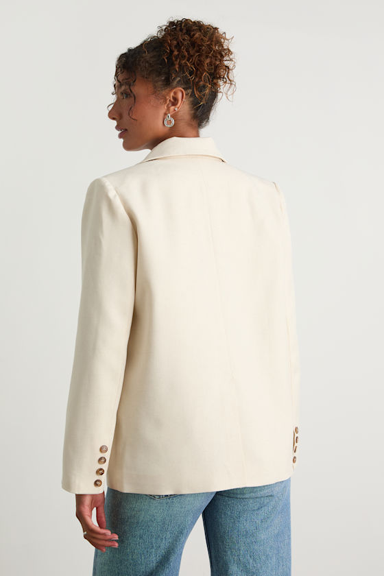 Maita Ivory Linen Oversized Blazer