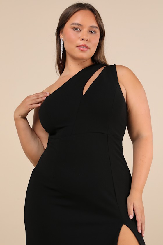 Enchanted Energy Black One-Shoulder Maxi Dress