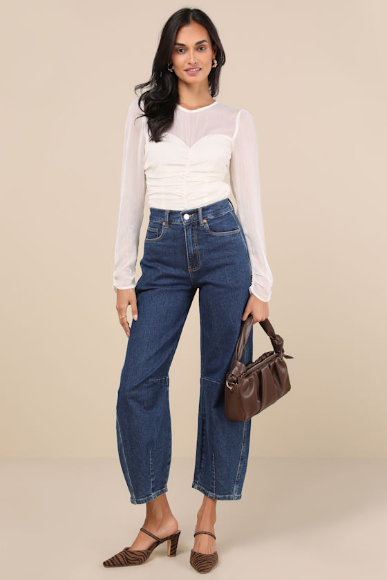 Majorly Composed Ivory Long Sleeve Top