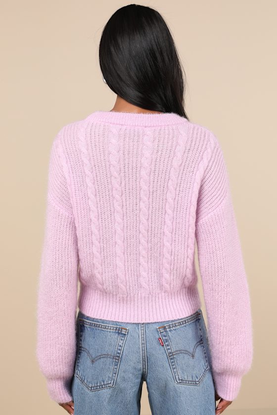 Unmatched Brilliance Lilac Cable Knit Sweater