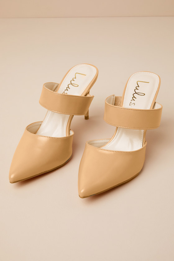 Faire Tan Pointed-Toe Mules