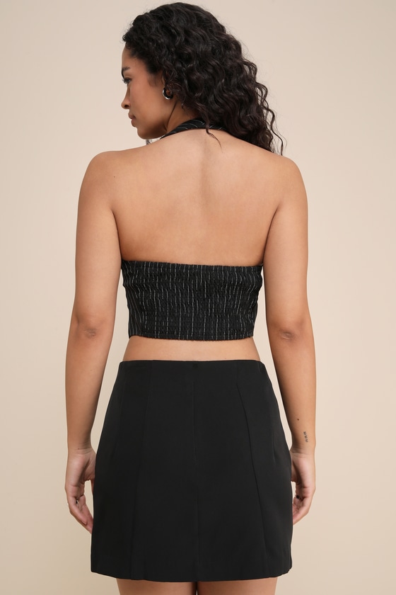 Greeting the Season Black High-Waisted Mini Skirt