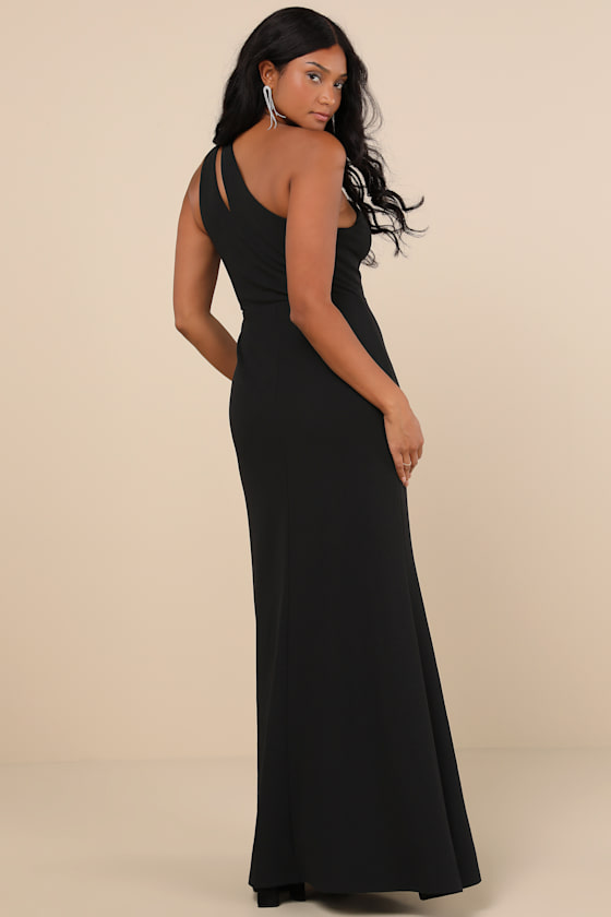 Enchanted Energy Black One-Shoulder Maxi Dress