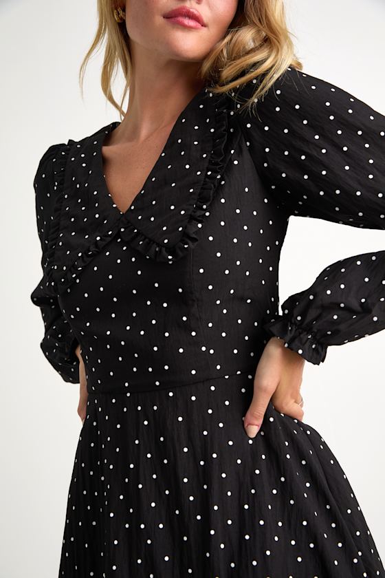 Sweetie Aura Black and White Polka Dot Mini Dress