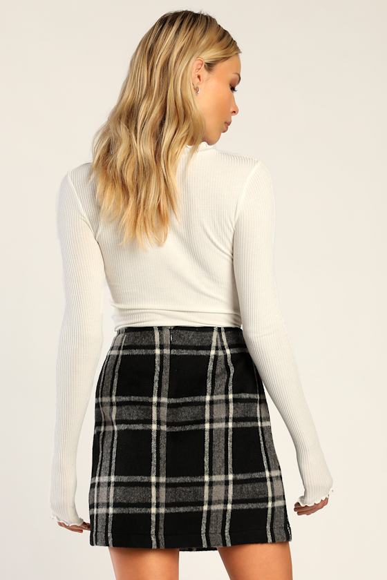 Spence Black Plaid Mini Skirt