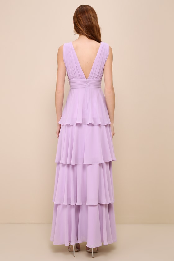 Amazing Evening Lavender Tiered Maxi Dress